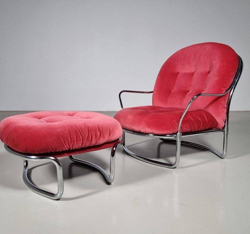 915 Lounge Chair with Ottoman attributed to Carlo De Carli for Cinova, 1960s, Set of 2