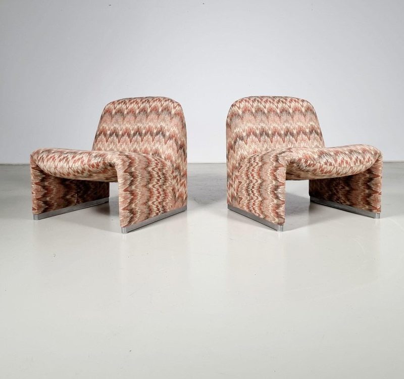 Alky Chairs in Wool Fabric by Giancarlo Piretti for Castelli, 1970s, Set of 2