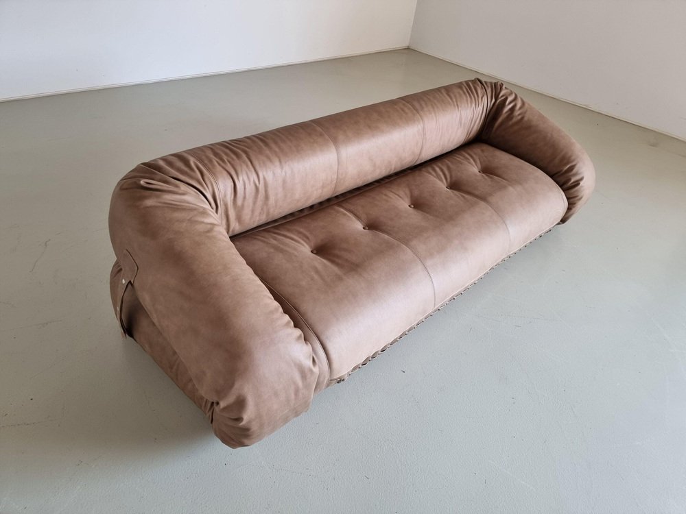 Amphibian Sofa by Alessandro Becchi for Youngsters in Cognac Leather, 1970s - Image 5