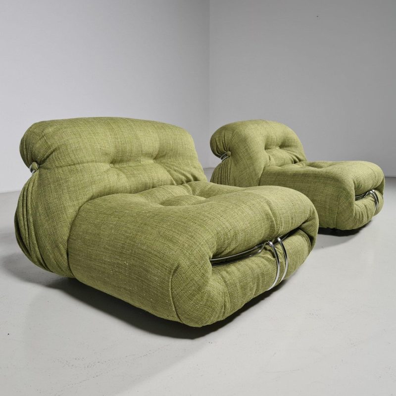 Green Soriana Lounge Chairs by Afra & Tobia Scarpa for Cassina, 1970s, Set of 2
