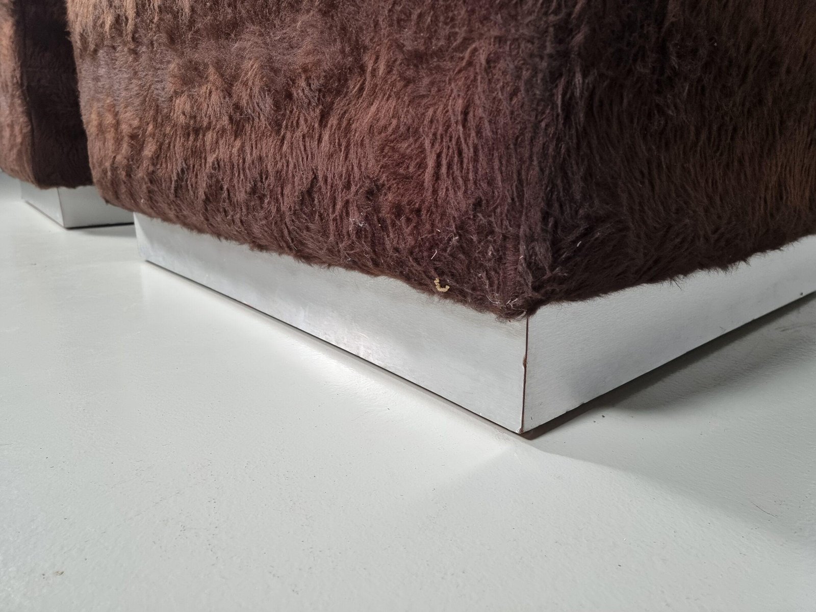 Italian Chrome Plated Lounge Chairs with Faux Fur, 1970, Set of 2 - Image 8