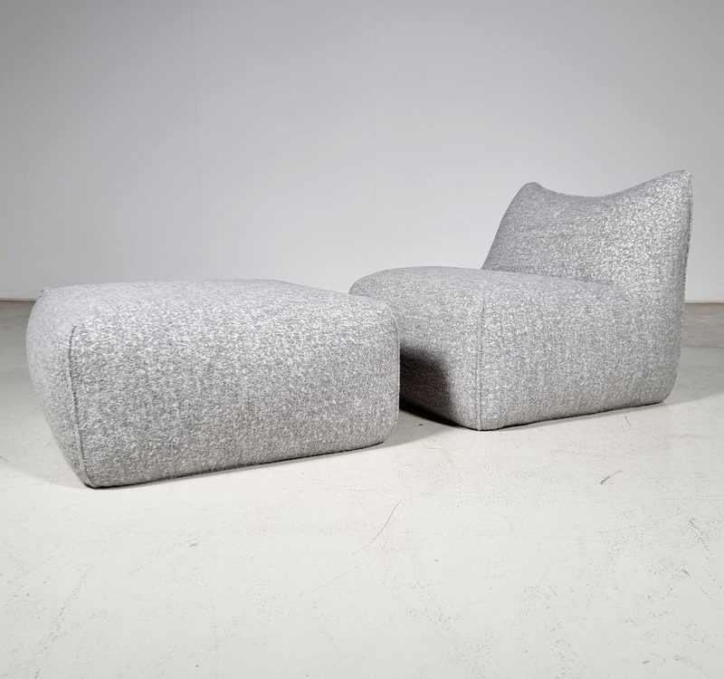 Le Bambole Lounge Chair with Ottoman by Mario Bellini for B&B Italia, 1970s, Set of 2