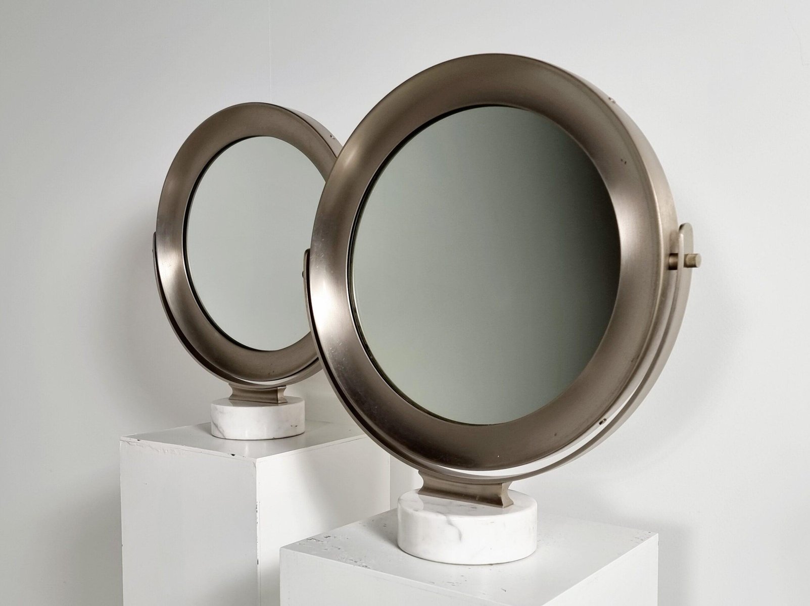 Marble and Steel Narciso Table Mirrors by Sergio Mazza for Artemide, Italy, 1970, Set of 2 - Image 4