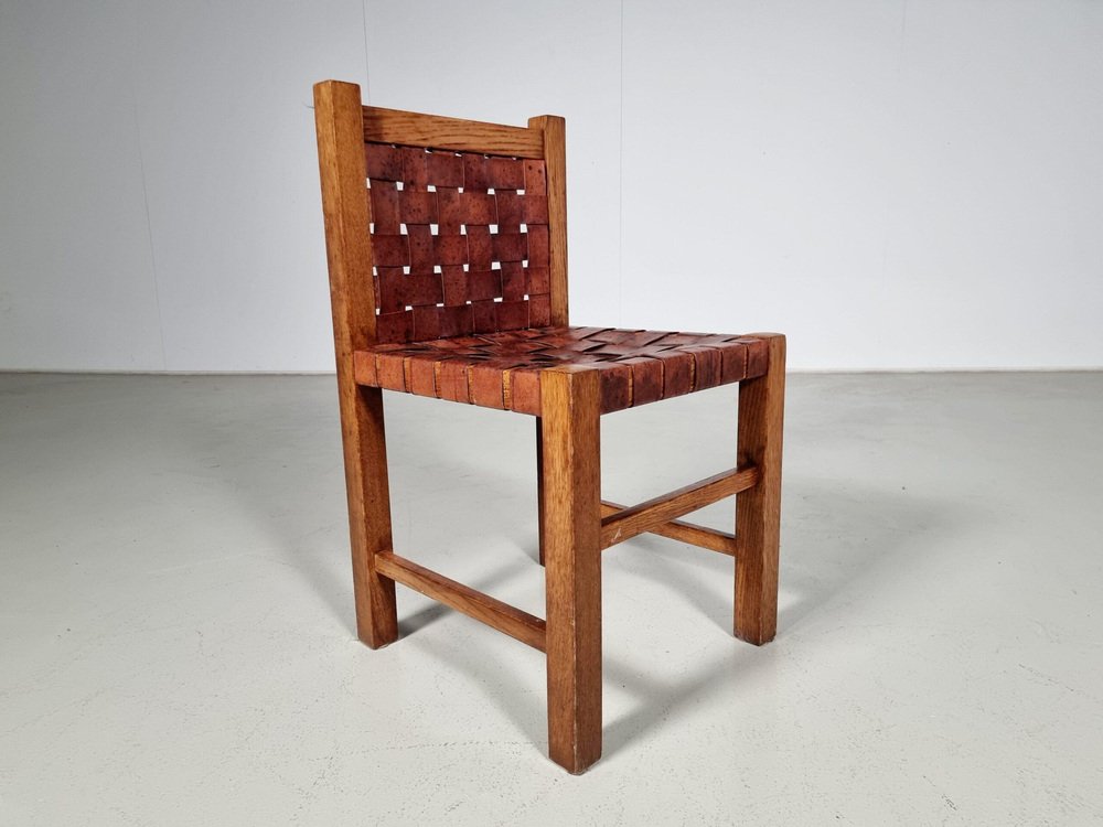 Oak Brutalist Dining Chairs, Belgium, 1970s, Set of 5 - Image 6