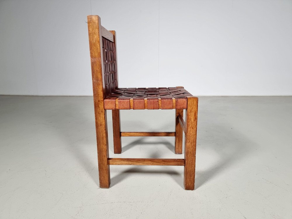 Oak Brutalist Dining Chairs, Belgium, 1970s, Set of 5 - Image 7
