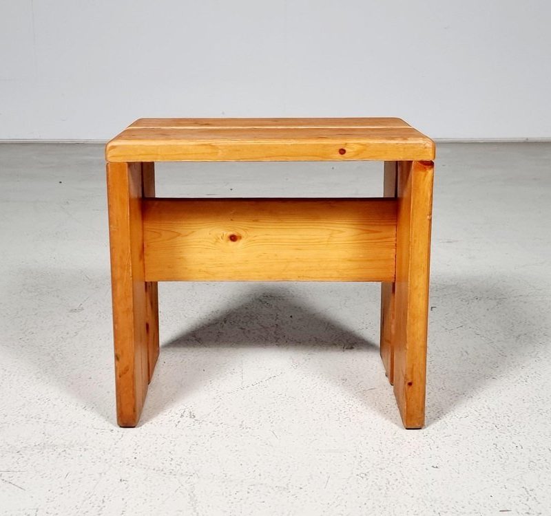 Pinewood Stool for Les Arcs attributed to Charlotte Perriand, France, 1968
