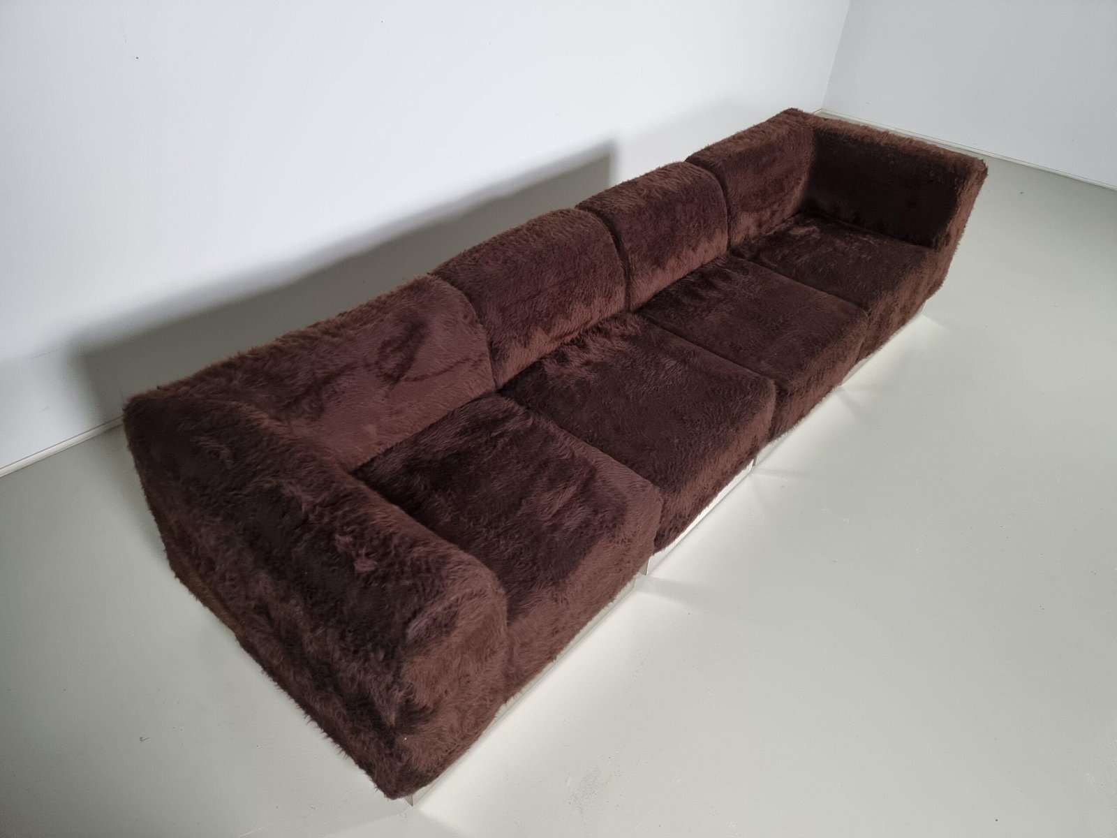 Vintage Italian Chrome Plated Sectional Sofa with Faux Fur, 1970 - Image 5
