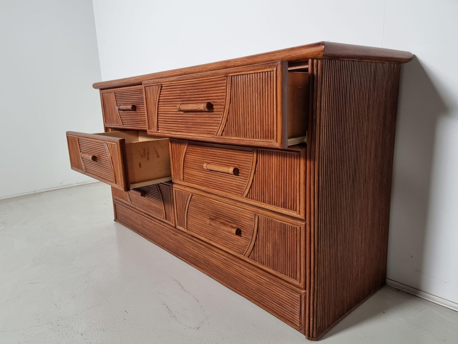 Walnut Dresser with Matching Mirror, Italy, 1970s, Set of 2 - Image 10