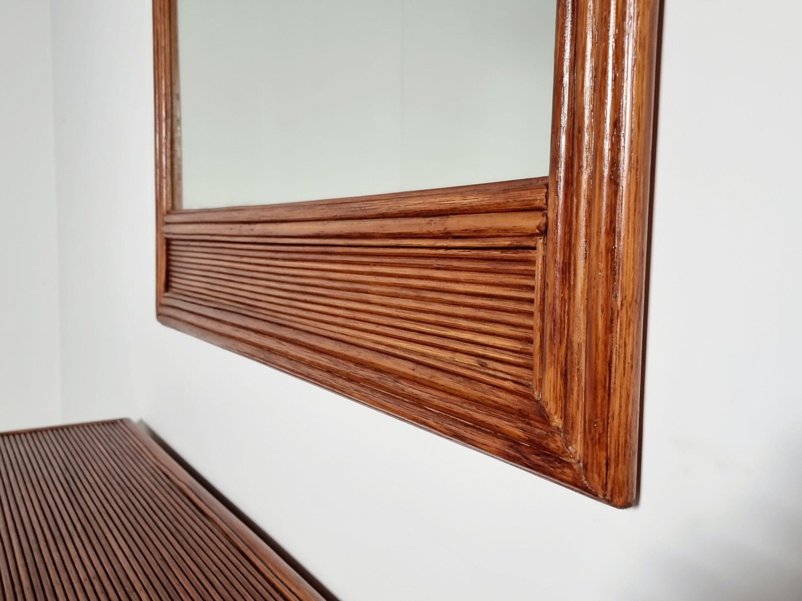Walnut Dresser with Matching Mirror, Italy, 1970s, Set of 2 - Image 6